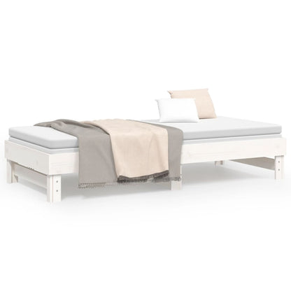 Sofá-cama de puxar 2x(100x200) cm madeira pinho maciça branco