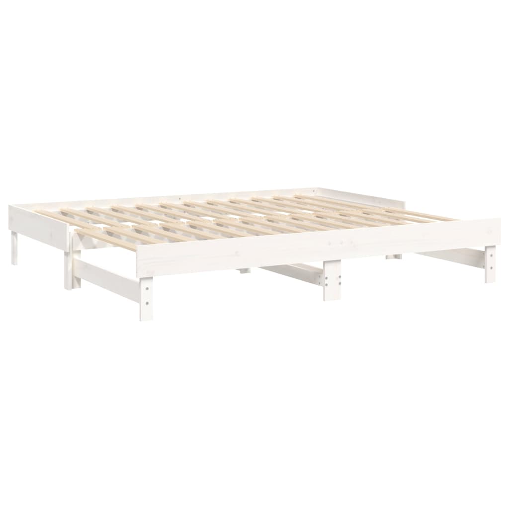 Sofá-cama de puxar 2x(100x200) cm madeira pinho maciça branco