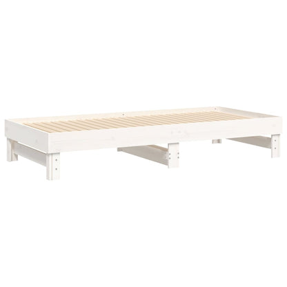 Sofá-cama de puxar 2x(100x200) cm madeira pinho maciça branco