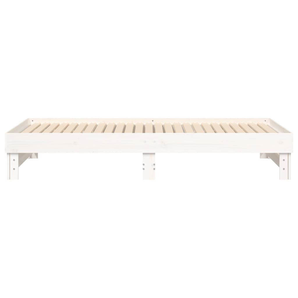 Sofá-cama de puxar 2x(100x200) cm madeira pinho maciça branco