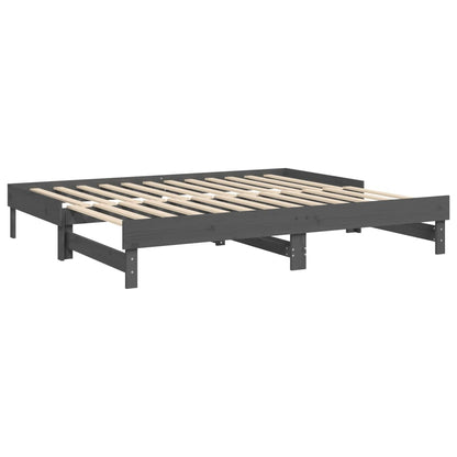 Sofá-cama de puxar 2x(100x200) cm pinho maciço cinza