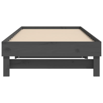 Sofá-cama de puxar 2x(100x200) cm pinho maciço cinza