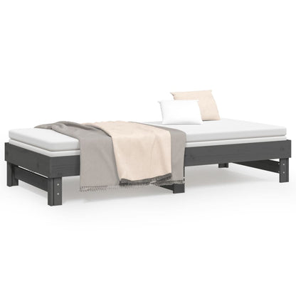 Sofá-cama de puxar 2x(90x200) cm pinho maciço cinza