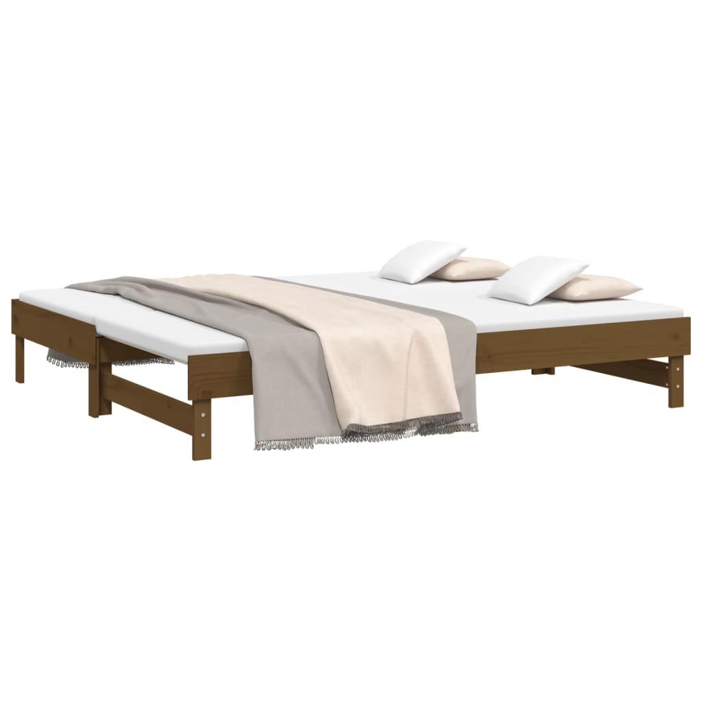 Estrutura sofá-cama de puxar 2x(90x200) cm pinho castanho-mel