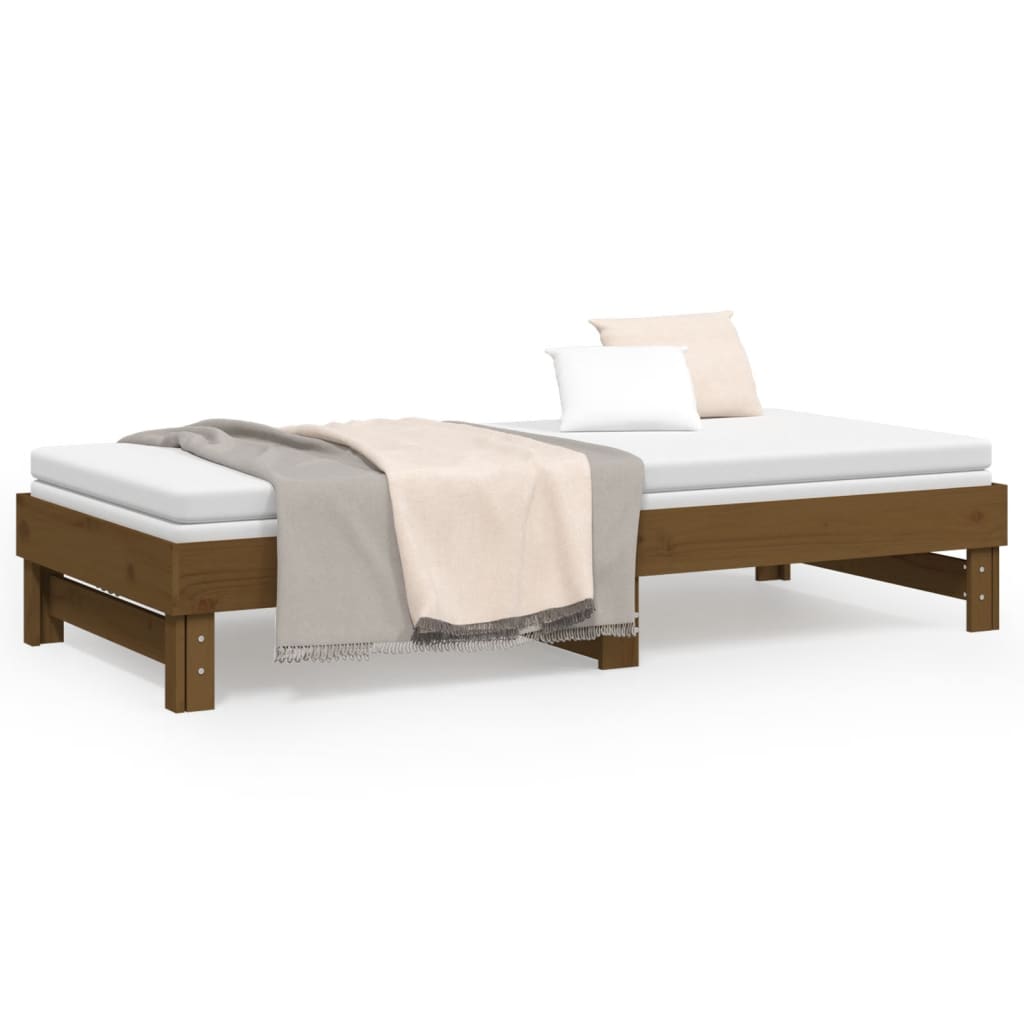 Estrutura sofá-cama de puxar 2x(90x200) cm pinho castanho-mel