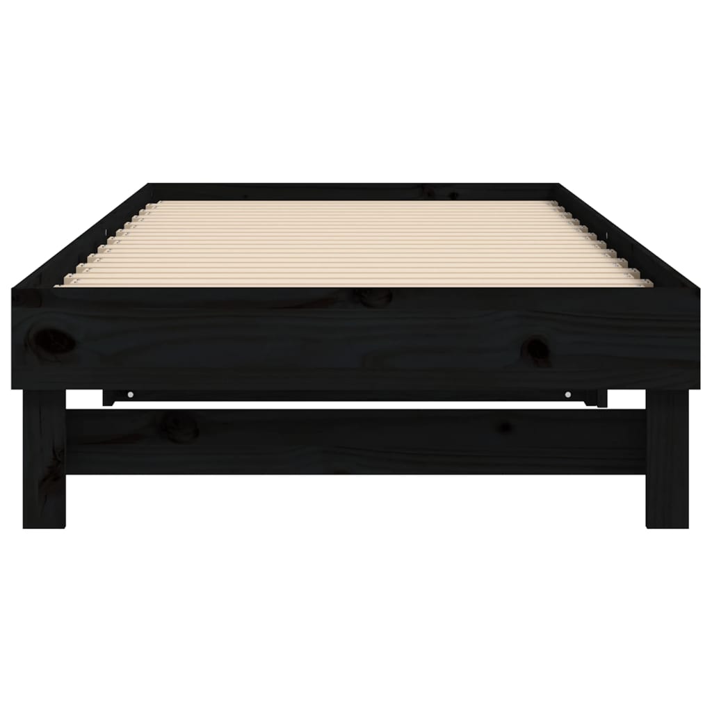 Sofá-cama de puxar 2x(90x200) cm pinho maciço preto