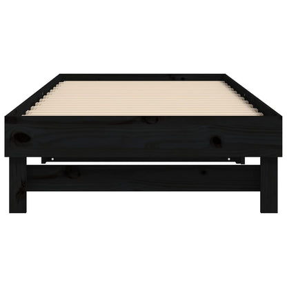 Sofá-cama de puxar 2x(90x200) cm pinho maciço preto