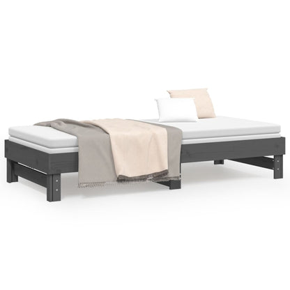 Sofá-cama de puxar 2x(80x200) cm pinho maciço cinza