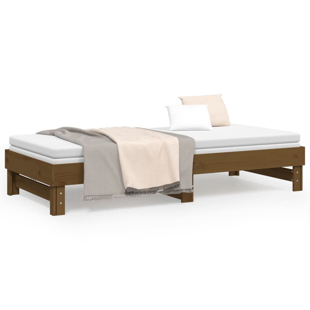 Sofá-cama puxar 2x(80x200) cm pinho maciço castanho mel