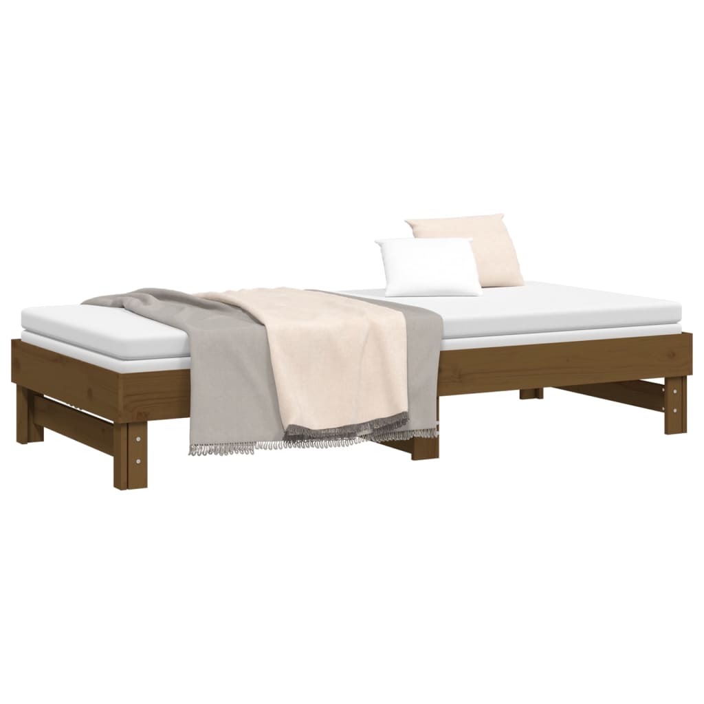 Sofá-cama puxar 2x(80x200) cm pinho maciço castanho mel