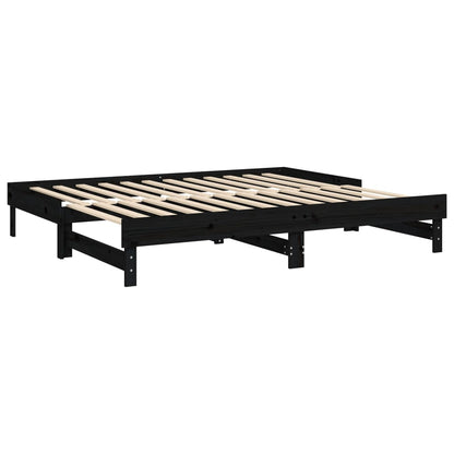 Sofá-cama de puxar 2x(80x200) cm pinho maciço preto