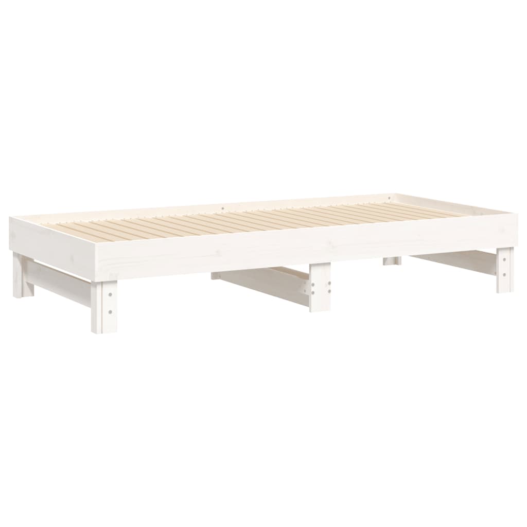 Estrutura sofá-cama de puxar 2x(90x190) cm pinho maciço branco