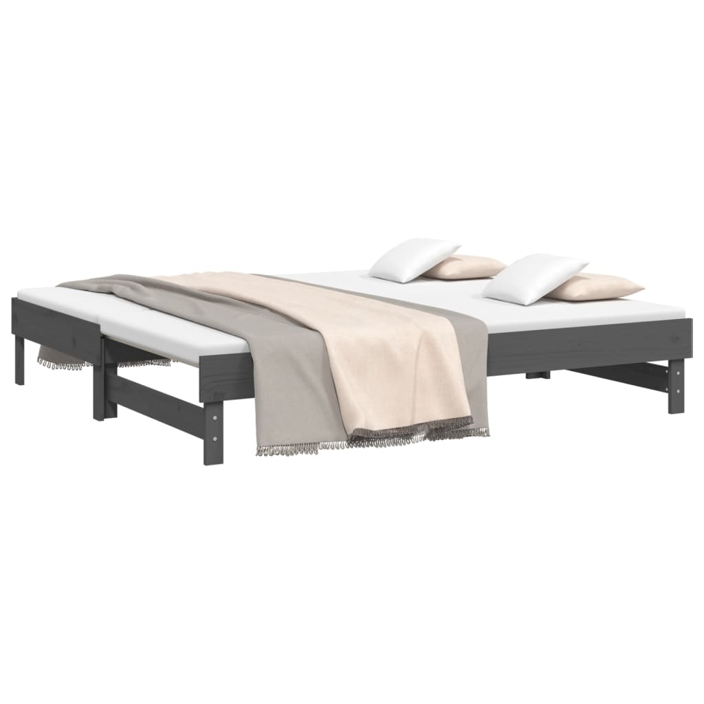 Estrutura sofá-cama de puxar 2x(90x190) cm pinho maciço cinza