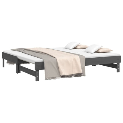 Estrutura sofá-cama de puxar 2x(90x190) cm pinho maciço cinza