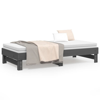 Estrutura sofá-cama de puxar 2x(90x190) cm pinho maciço cinza