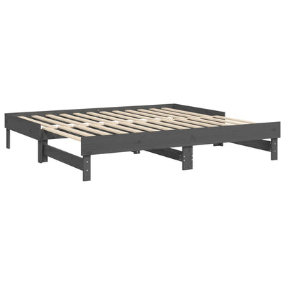 Estrutura sofá-cama de puxar 2x(90x190) cm pinho maciço cinza