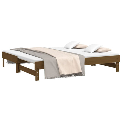 Estrutura sofá-cama de puxar 2x(90x190)cm pinho maciço castanho