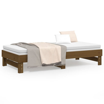 Estrutura sofá-cama de puxar 2x(90x190)cm pinho maciço castanho