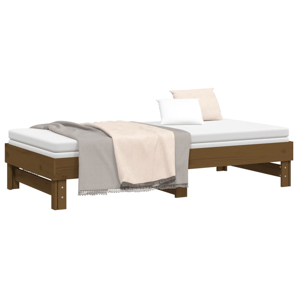 Estrutura sofá-cama de puxar 2x(90x190)cm pinho maciço castanho