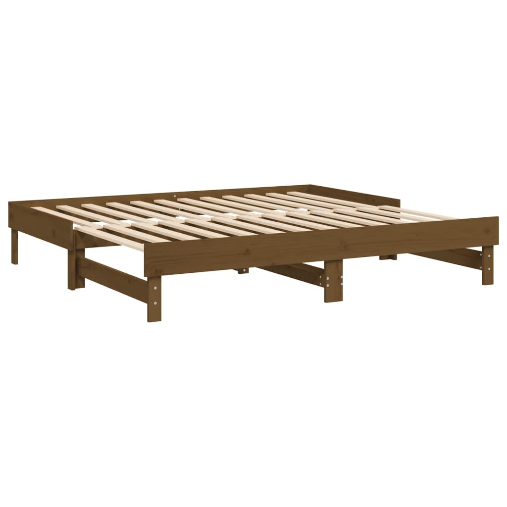 Estrutura sofá-cama de puxar 2x(90x190)cm pinho maciço castanho