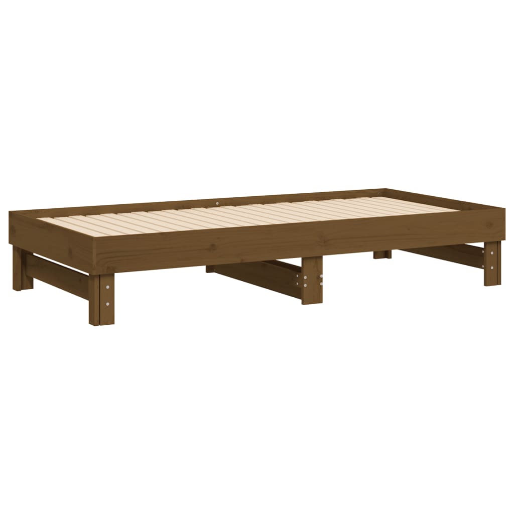 Estrutura sofá-cama de puxar 2x(90x190)cm pinho maciço castanho