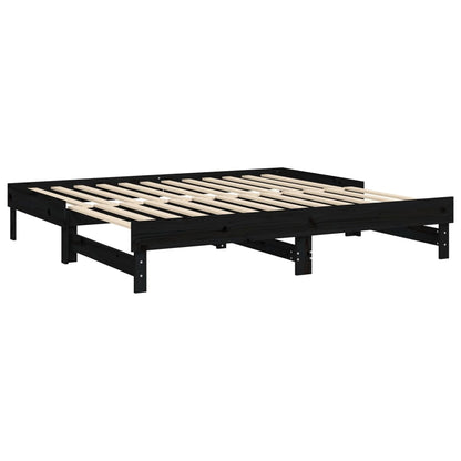 Estrutura sofá-cama de puxar 2x(90x190) cm pinho maciço preto