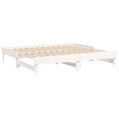 Sofá-cama de puxar 2x(75x190) cm madeira de pinho maciça branco