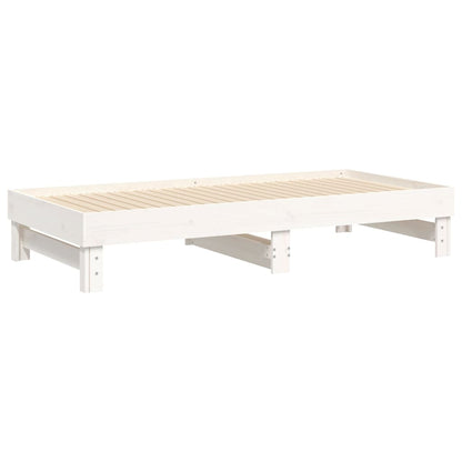 Sofá-cama de puxar 2x(75x190) cm madeira de pinho maciça branco