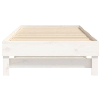 Sofá-cama de puxar 2x(75x190) cm madeira de pinho maciça branco