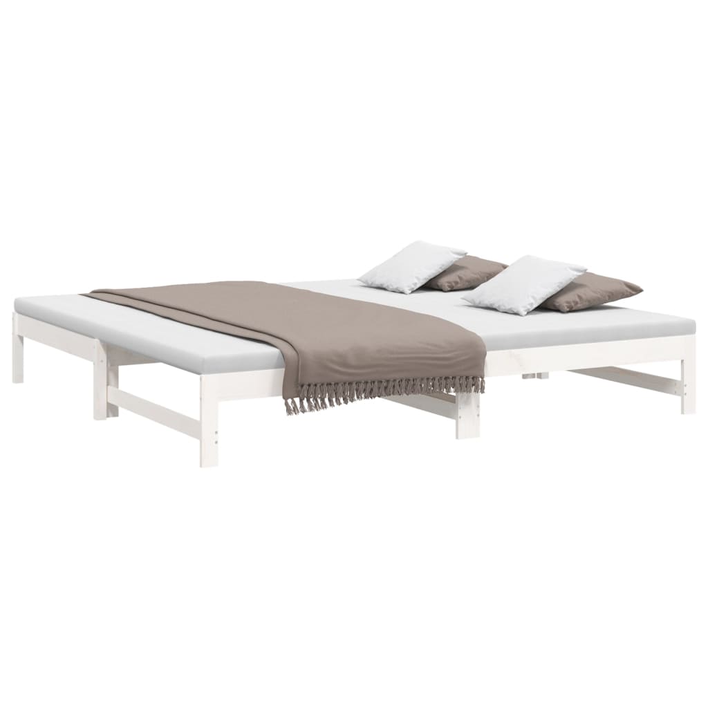 Sofá-cama de puxar 2x(100x200) cm madeira pinho maciça branco