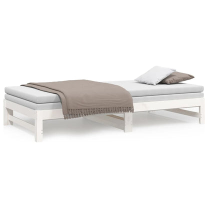 Sofá-cama de puxar 2x(100x200) cm madeira pinho maciça branco