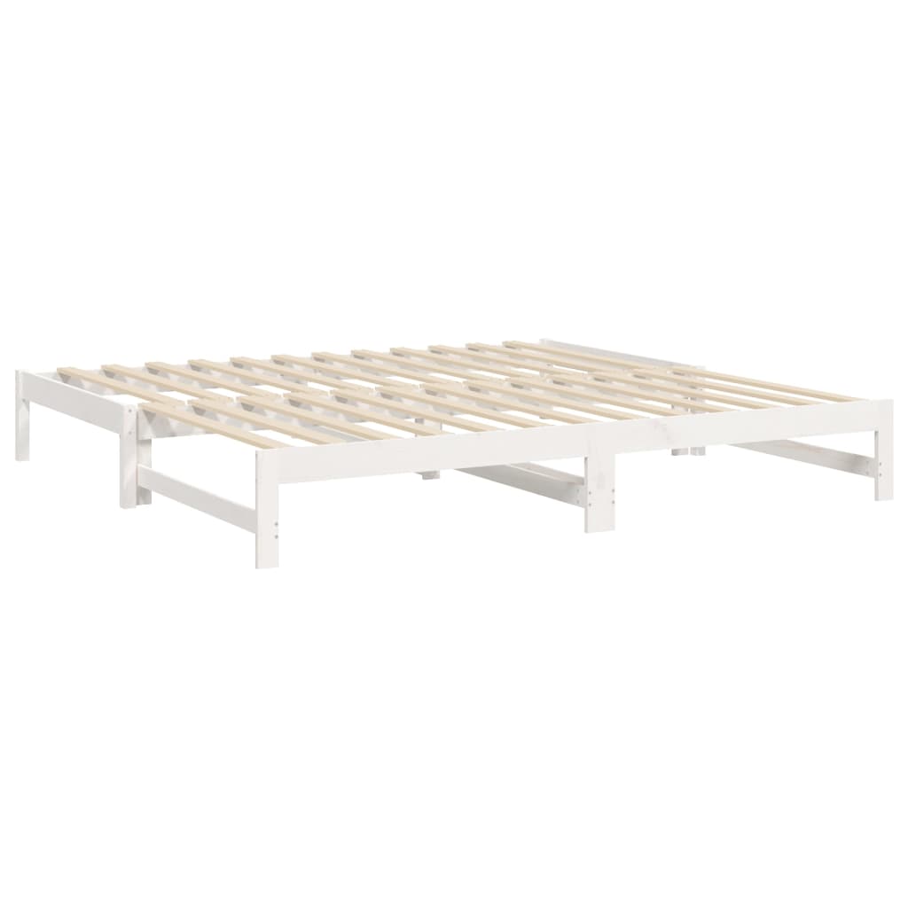 Sofá-cama de puxar 2x(100x200) cm madeira pinho maciça branco