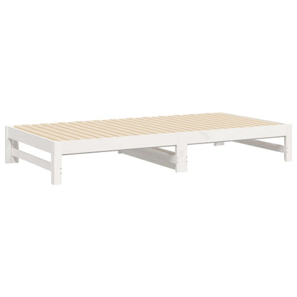 Sofá-cama de puxar 2x(100x200) cm madeira pinho maciça branco