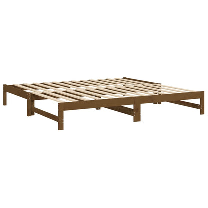 Sofá-cama de puxar 2x(100x200) cm pinho maciço castanho-mel