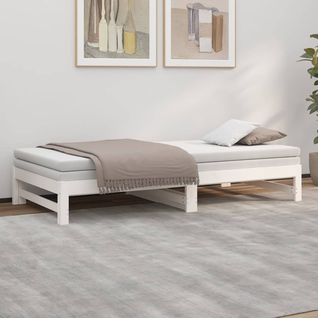 Sofá-cama de puxar 2x(90x200) cm pinho maciço branco