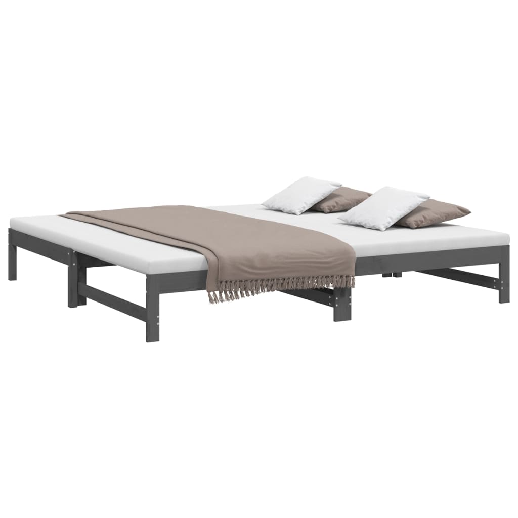 Sofá-cama de puxar 2x(90x200) cm pinho maciço cinza