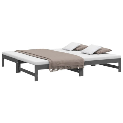 Sofá-cama de puxar 2x(80x200) cm pinho maciço cinza