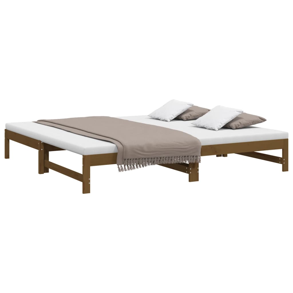 Sofá-cama puxar 2x(80x200) cm pinho maciço castanho mel