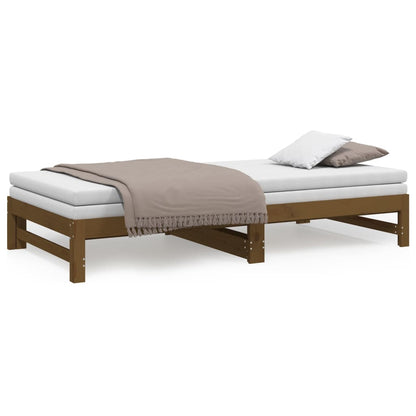 Sofá-cama puxar 2x(80x200) cm pinho maciço castanho mel