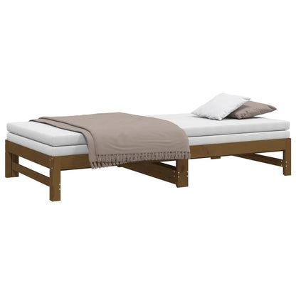 Sofá-cama puxar 2x(80x200) cm pinho maciço castanho mel