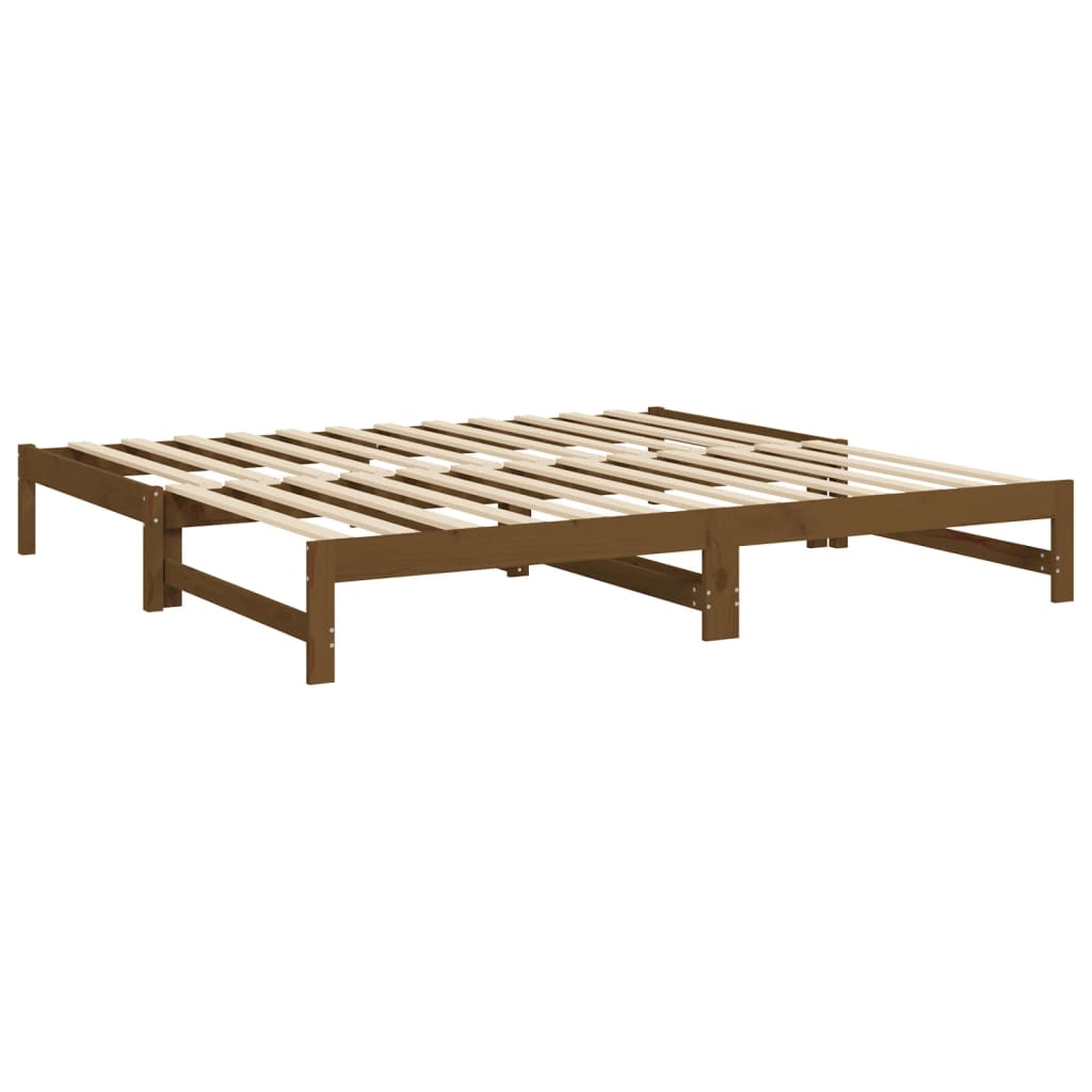 Sofá-cama puxar 2x(80x200) cm pinho maciço castanho mel