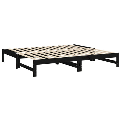 Estrutura sofá-cama de puxar 2x(90x190) cm pinho maciço preto