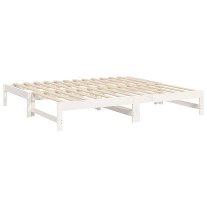 Sofá-cama de puxar 2x(75x190) cm madeira de pinho maciça branco