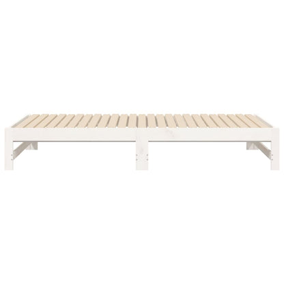 Sofá-cama de puxar 2x(75x190) cm madeira de pinho maciça branco