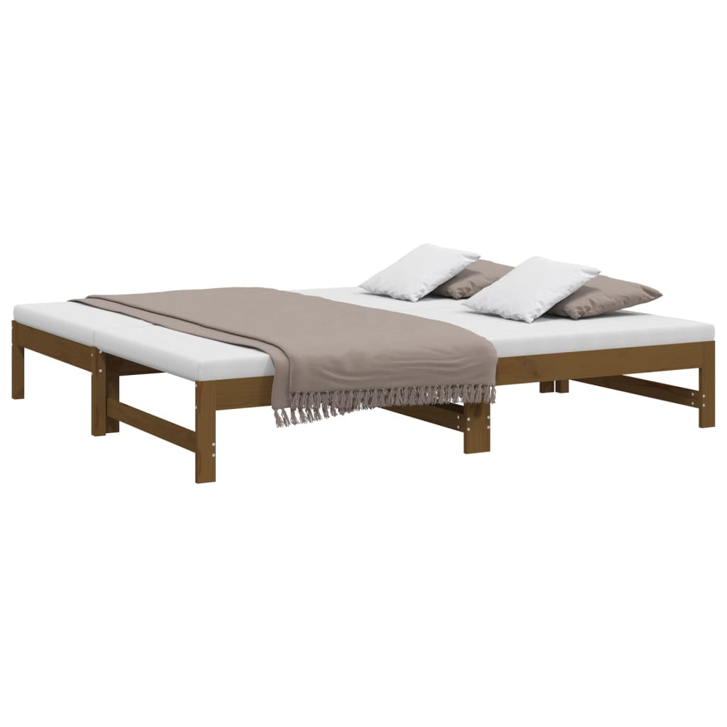 Sofá-cama de puxar 2x(75x190) cm pinho maciço castanho mel