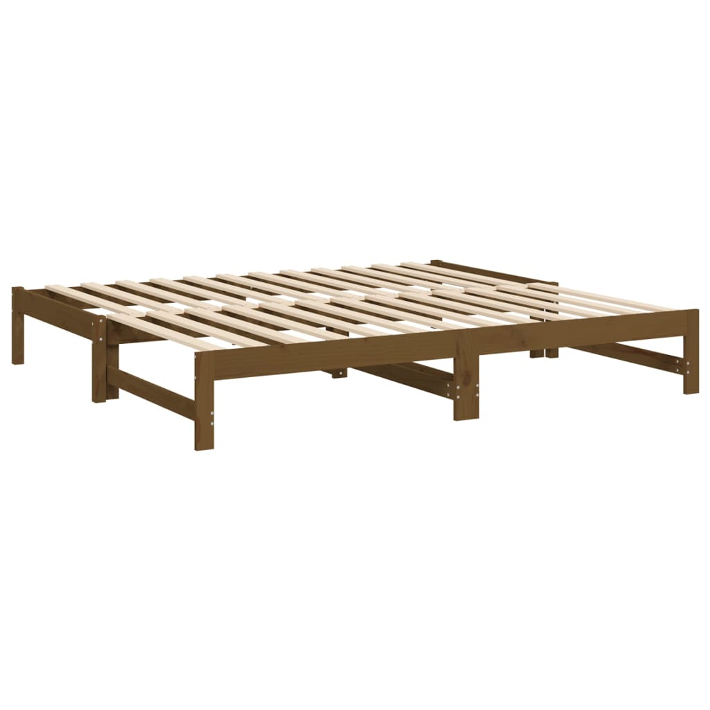 Sofá-cama de puxar 2x(75x190) cm pinho maciço castanho mel