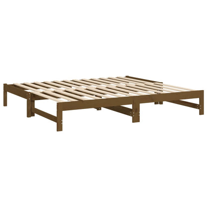 Sofá-cama de puxar 2x(75x190) cm pinho maciço castanho mel