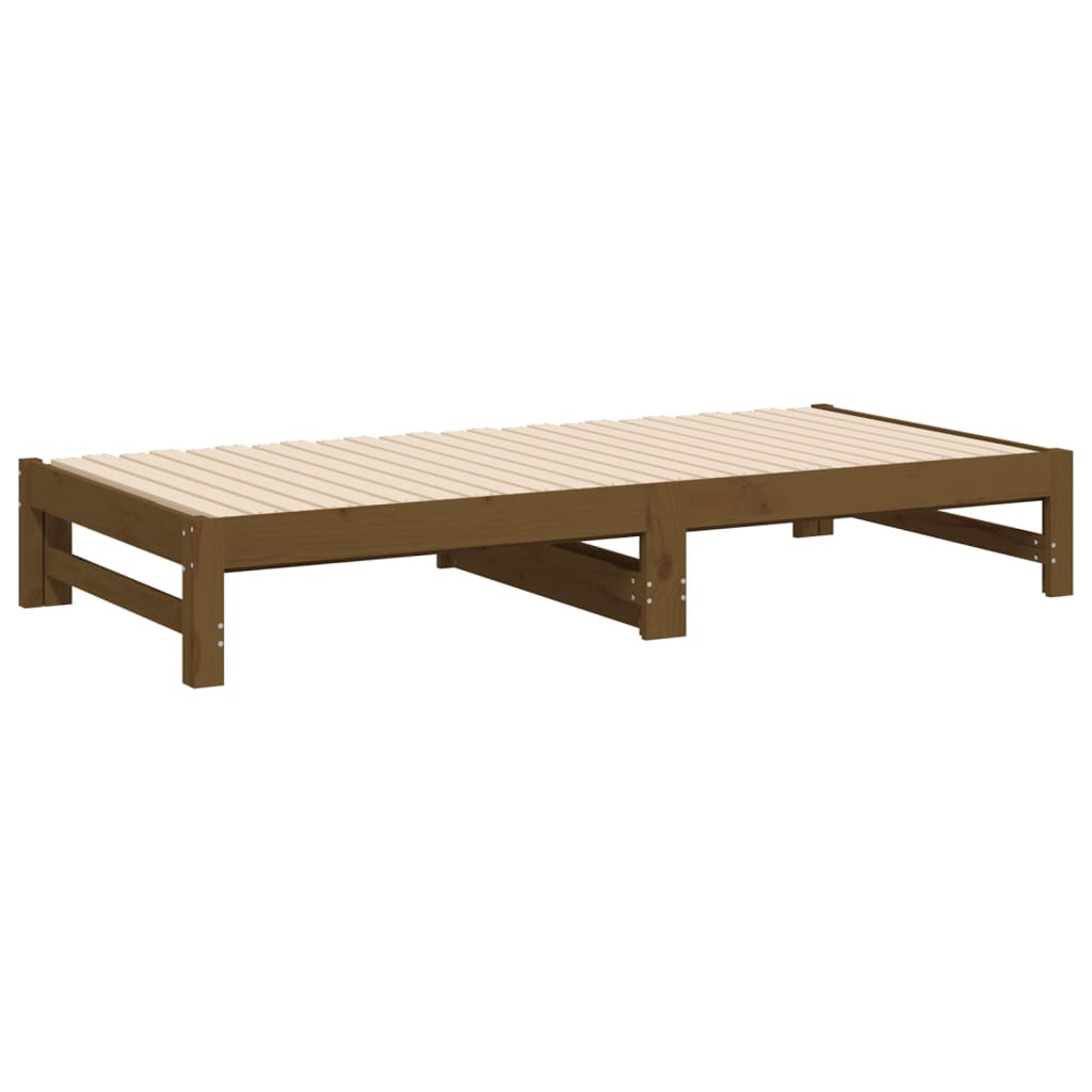 Sofá-cama de puxar 2x(75x190) cm pinho maciço castanho mel