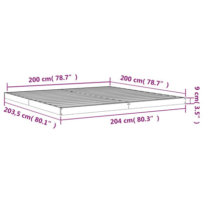 Estrutura de cama 200x200 cm madeira de pinho maciça