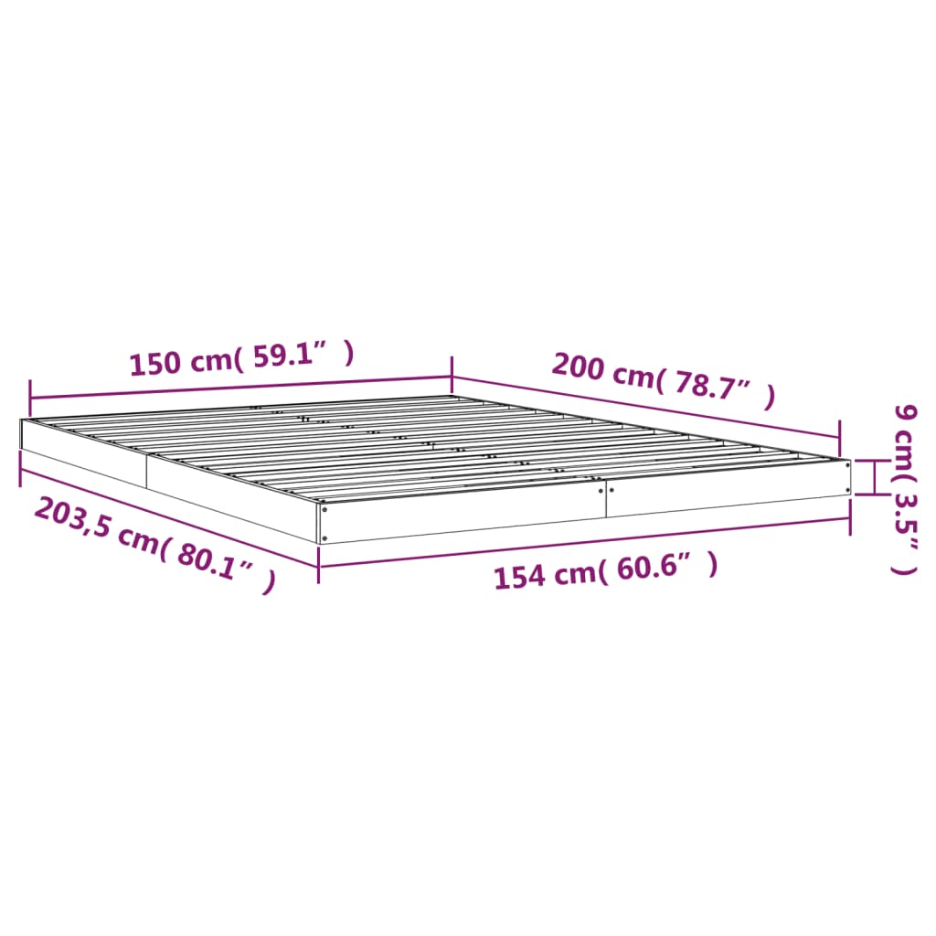 Estrutura de cama king size 150x200 cm pinho maciço branco